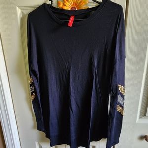 Women's Black Long Sleeve with sequin on the sleeve sz Lg
